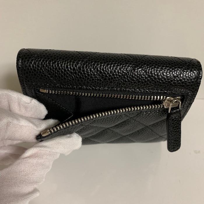 シャネル マトラッセ キャビアスキン 三つ折り ミニ 財布 CHANEL シャネル キャビアスキン