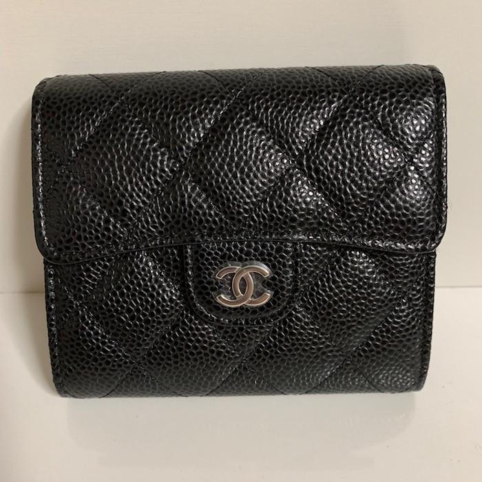 シャネル マトラッセ キャビアスキン 三つ折り ミニ 財布 CHANEL シャネル キャビアスキン