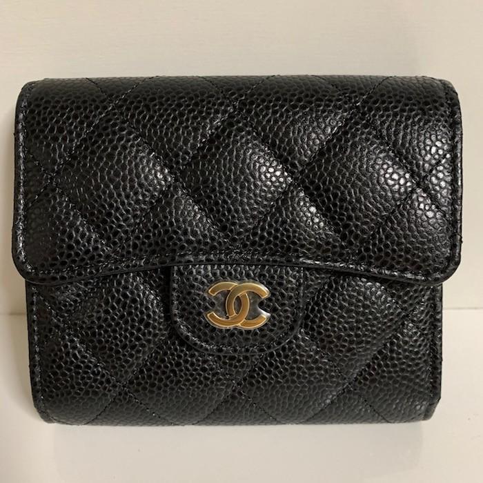 シャネル マトラッセ キャビアスキン 三つ折り ミニ 財布 CHANEL シャネル キャビアスキン