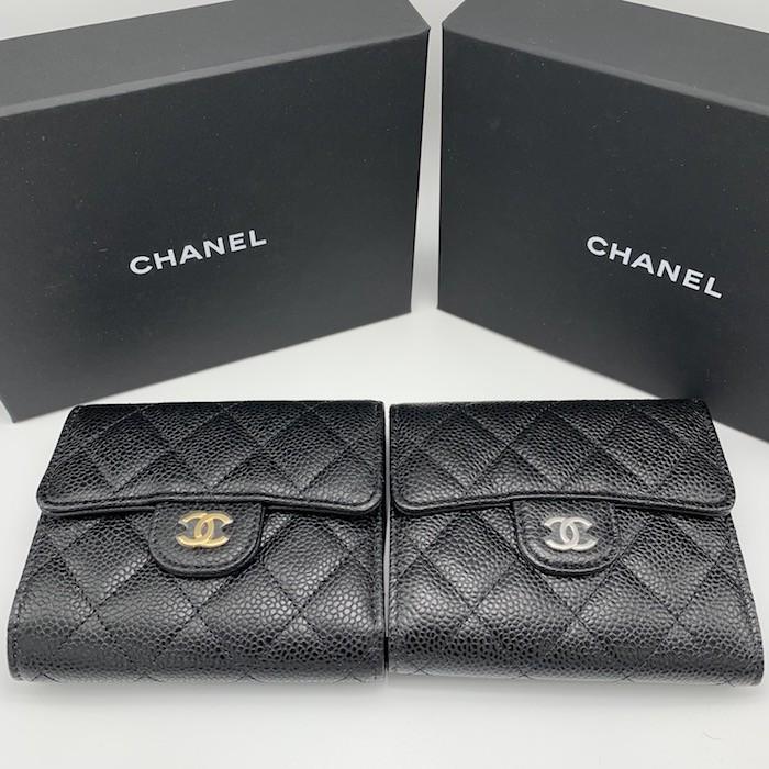 シャネル マトラッセ キャビアスキン 三つ折り ミニ 財布 CHANEL シャネル キャビアスキン