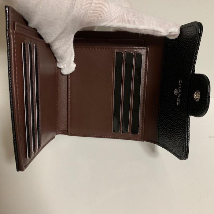 シャネル マトラッセ キャビアスキン 三つ折り ミニ 財布 CHANEL シャネル キャビアスキン