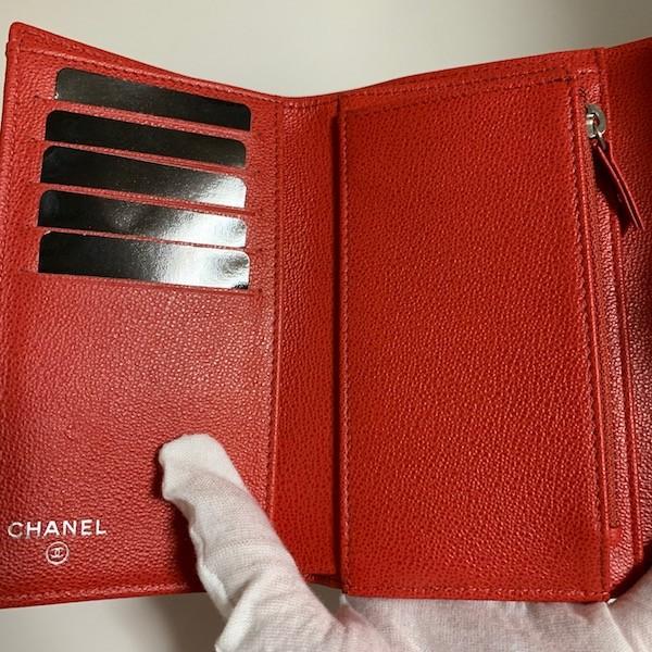 CHANEL /折りたたみ 財布/ 赤 /シャネル マトラッセ シャネル ハーフCC金具 折りたたみ 財布 CHANEL 赤