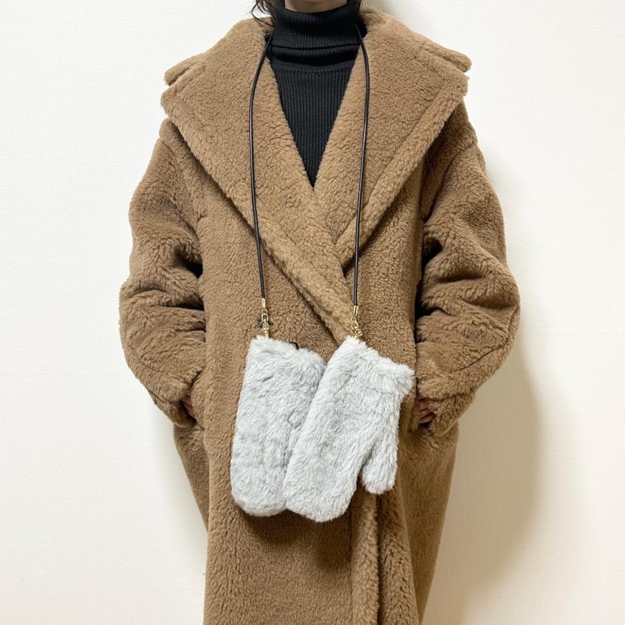 MaxMara ミトン OMBRAT テディベア-グレー SM マックスマーラ Max Mara MAX MARA ミトン OMBRAT テディベア ファー