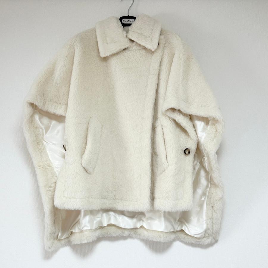 MAX MARA TEBE テディケープ ポンチョ 4736074206 001 CAMEL WHITE BLACK ＝現在イタリアより輸送中　届き次第発送します＝の画像