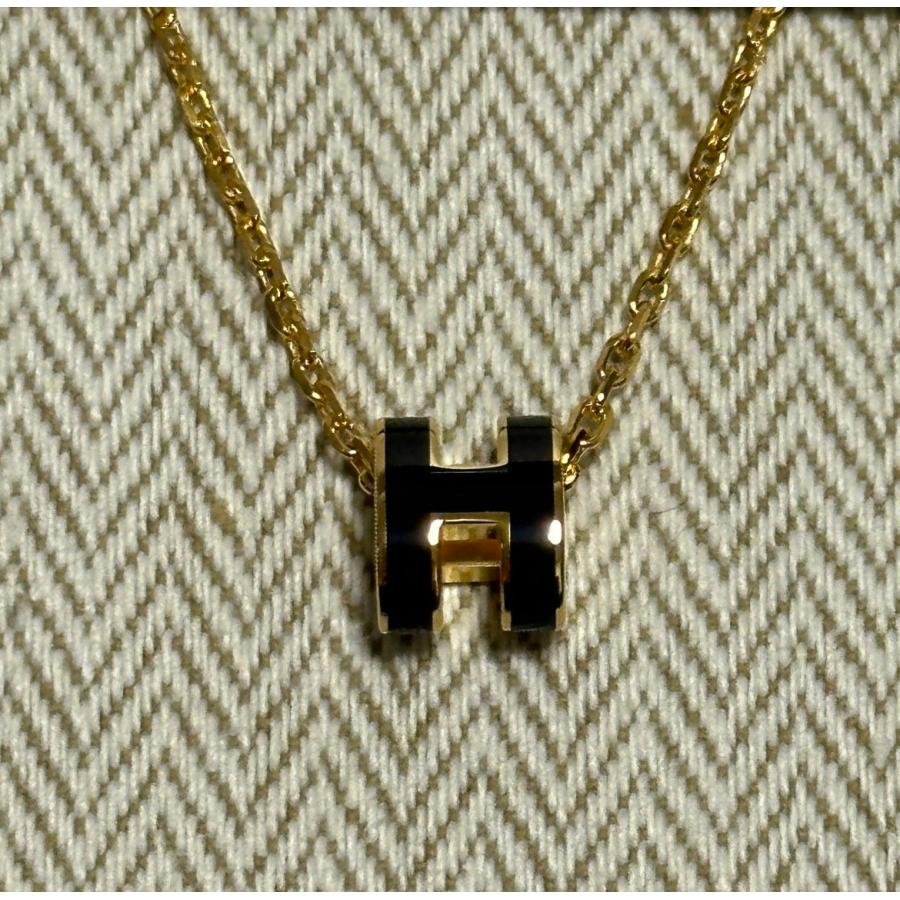 美品　エルメス　HERMES ミニポップH ネックレス　黒 HERMES（エルメス） Mini Pop H ペンダント ミニポップH ブラック