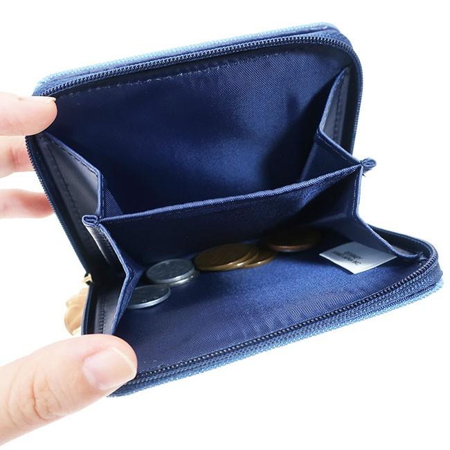 二つ折り財布 デニム レザー チップ＆デール ワッペン ラウンド