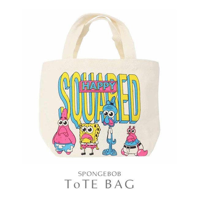 ミニトートバッグ スポンジ ボブ Spongebob キャラクター キャンバス生地 マチ付き コットンバッグ ランチトート エコバッグ サブバッグ メール便対応 お気にいる