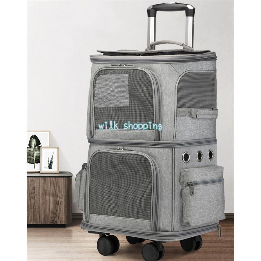 キャリーバッグ 犬 ペット 2層 2匹 メッシュ キャスター付き リュックキャリーバッグ キャリーケース 犬 猫 小型犬 中型犬 動物 旅行 遠出 キャリーバッグ 2匹 メッシュ キャスター付き キャリーケース 小型犬 中型犬 動物