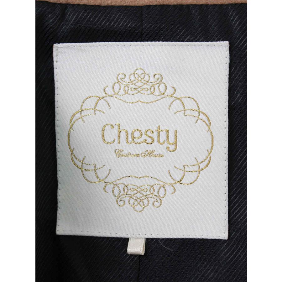 Chesty チェスティ コート ウール混 バイカラー ビジュー ワンポイント 