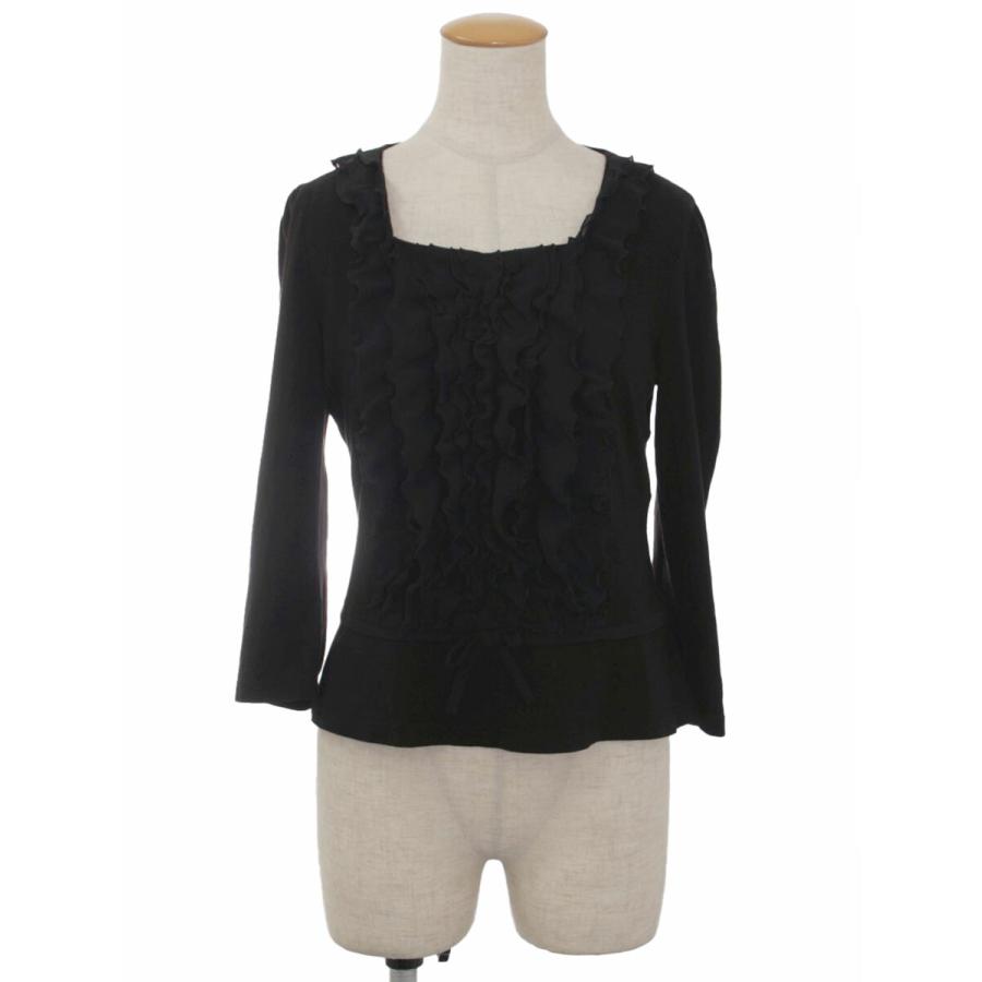 【新品未使用タグ付き】M'SGRACY フリルリボントップス　長袖カットソー　黒 M'S GRACY（エムズグレイシー） Tシャツ カットソー フリル リボン