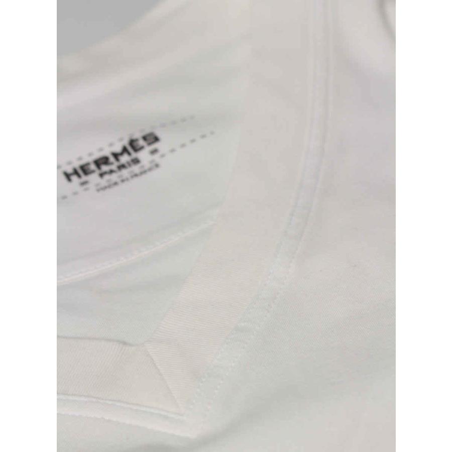 エルメス Tシャツ カットソー コットン Vネック ワンポイント 半袖 34