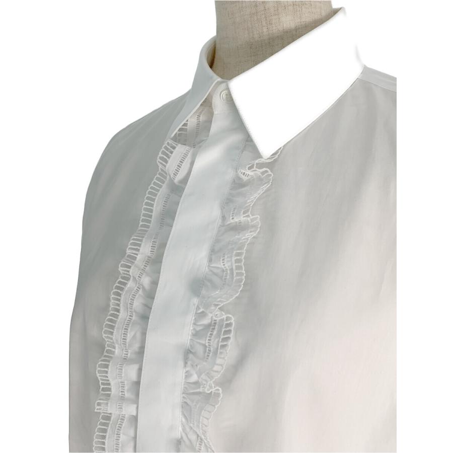 CELINEフリルラウンドカラーブラウス コットンポプリン Aライン裾フリルラウンドカラーブラウス【宅配便】 | Fit more