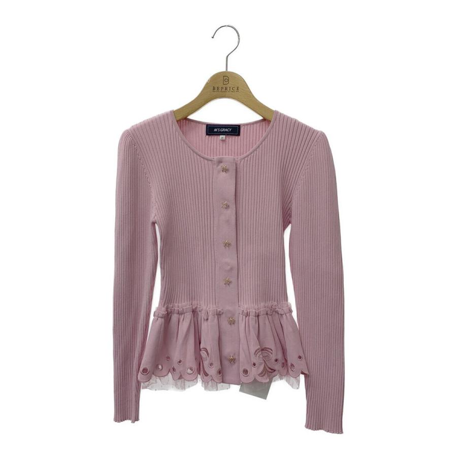 M'S GRACY - 【新品】エムズグレイシー♡リプニット　カーディガン　ペプラム　リボン　パール M'S GRACY エムズグレイシー カーディガン リボン 刺繍 ペプラム