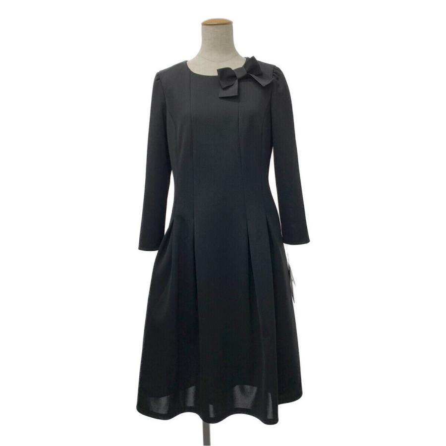 エムズグレイシー リボン付きブラック長袖ワンピース　42 M'S GRACY エムズグレイシー ワンピース リボン チュール