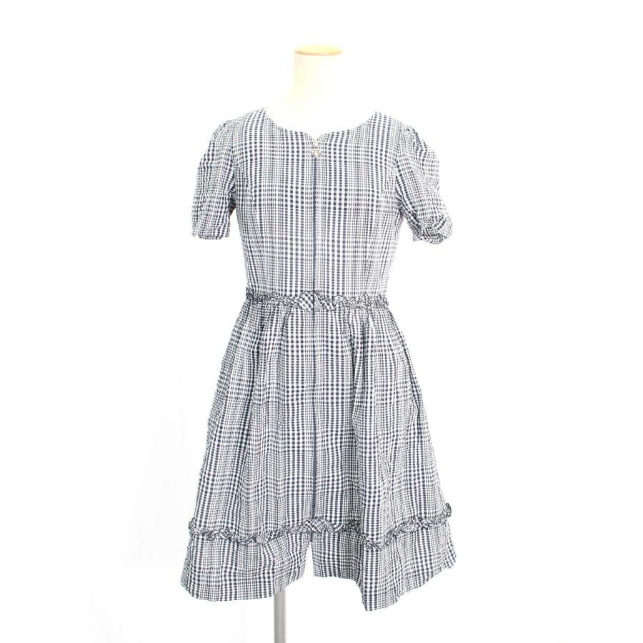 エムズグレイシー ワンピース カメリアジップ ギンガムチェック フリル  