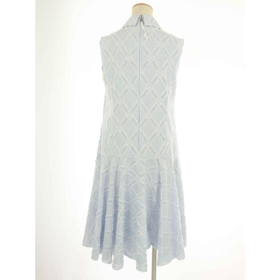 FOXEY フォクシー　ノースリーブワンピース　フリル袖　ストライプ　40　綿 FOXEY NEW YORK フォクシーニューヨーク ワンピース Libre Dress