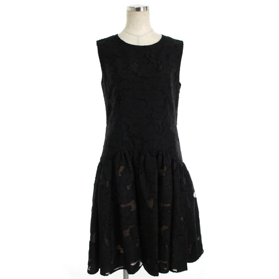 フォクシーブティック ワンピース dress フラワーモチーフ 花柄 ノースリーブ 38