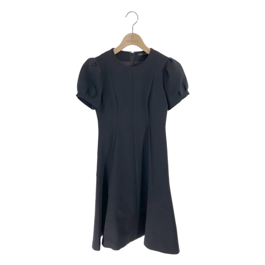 着用2回】YOKOCHAN ハーフパフスリーブウールワンピース ブラック 36
