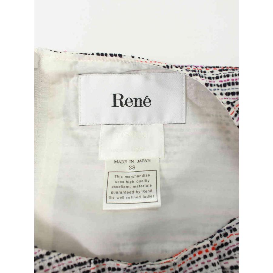 Rene（ルネ） ワンピース ツイード カメリアボタン 総柄 半袖 38