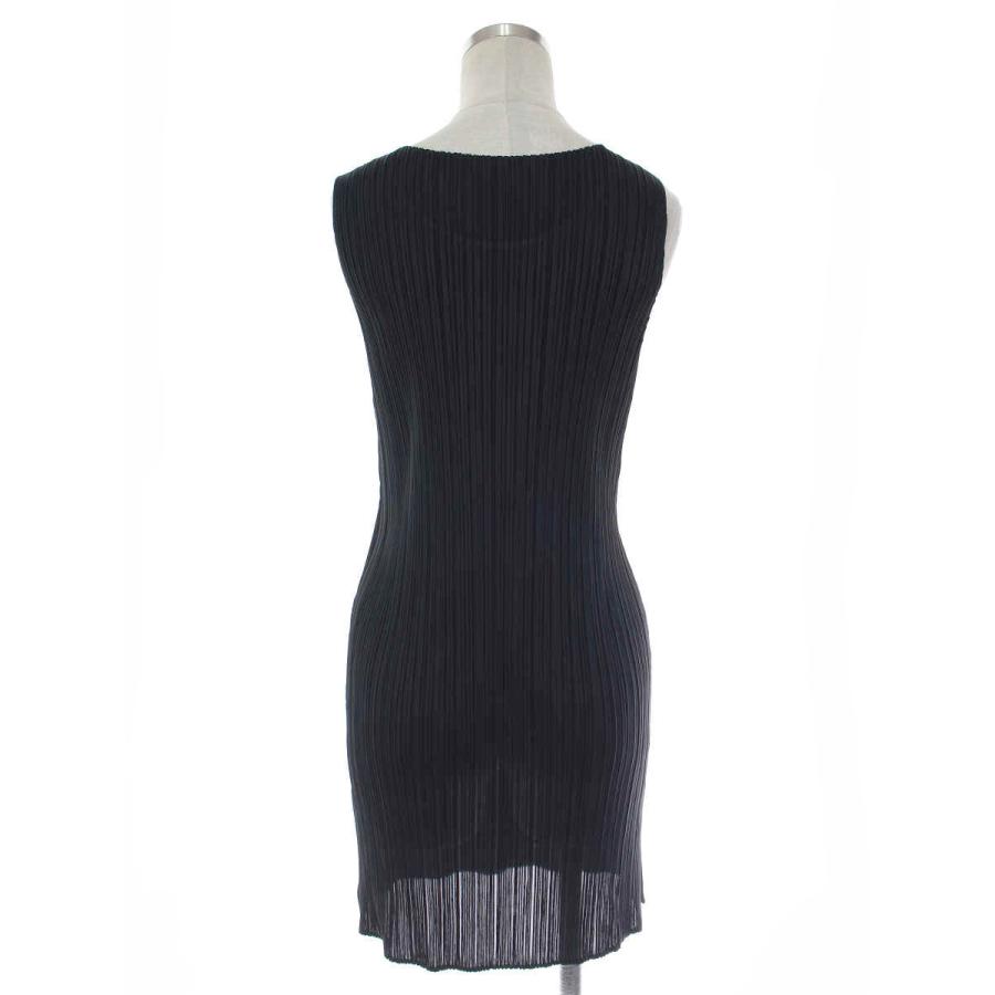 美品　プリーツプリーズ　チュニック　ノースリーブ　ブラック　サイズ3 プリーツプリーズイッセイミヤケ チュニック プリーツ ノースリーブ 3