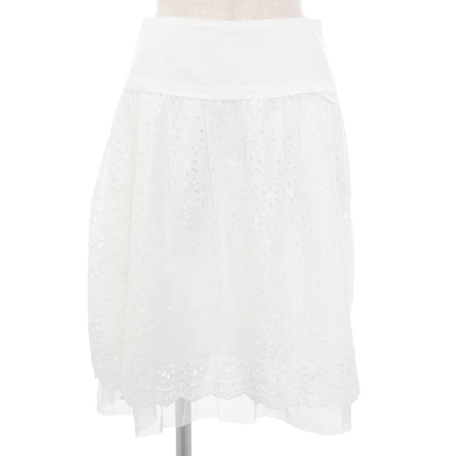 エムズグレイシー スカート カットワーク リボン チュール レース 38  