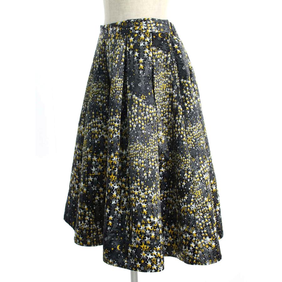 送料無料 CHONO チュールスカート 星柄 ミドル丈 中古品 黒 黄 CHONO チョノ スカート fly me to the moon 星柄 総柄 38