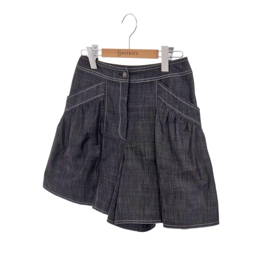 ルネ パンツ カメリアボタン デニム風 34 : 0261205h0244596 