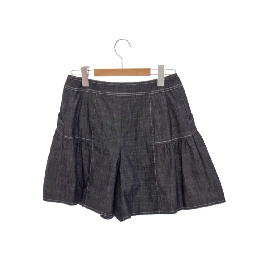 ルネ パンツ カメリアボタン デニム風 34 : 0261205h0244596 