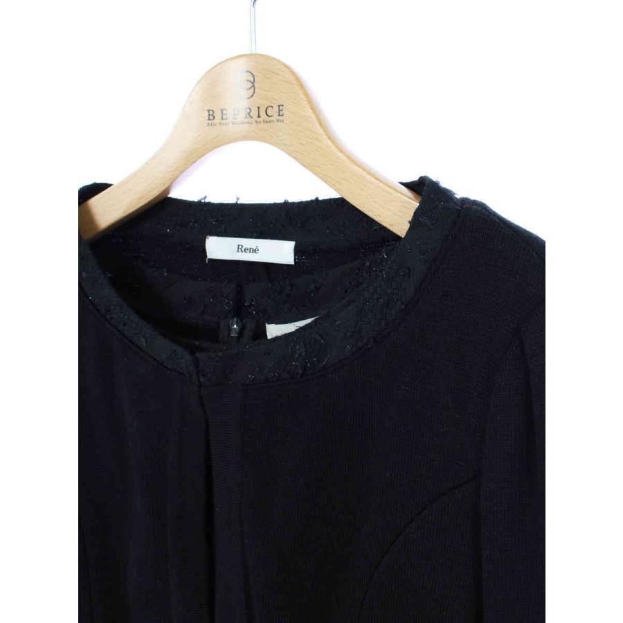 ルネ ワンピーススーツ 切替 ニット ツイード カーディガン ワンピース  