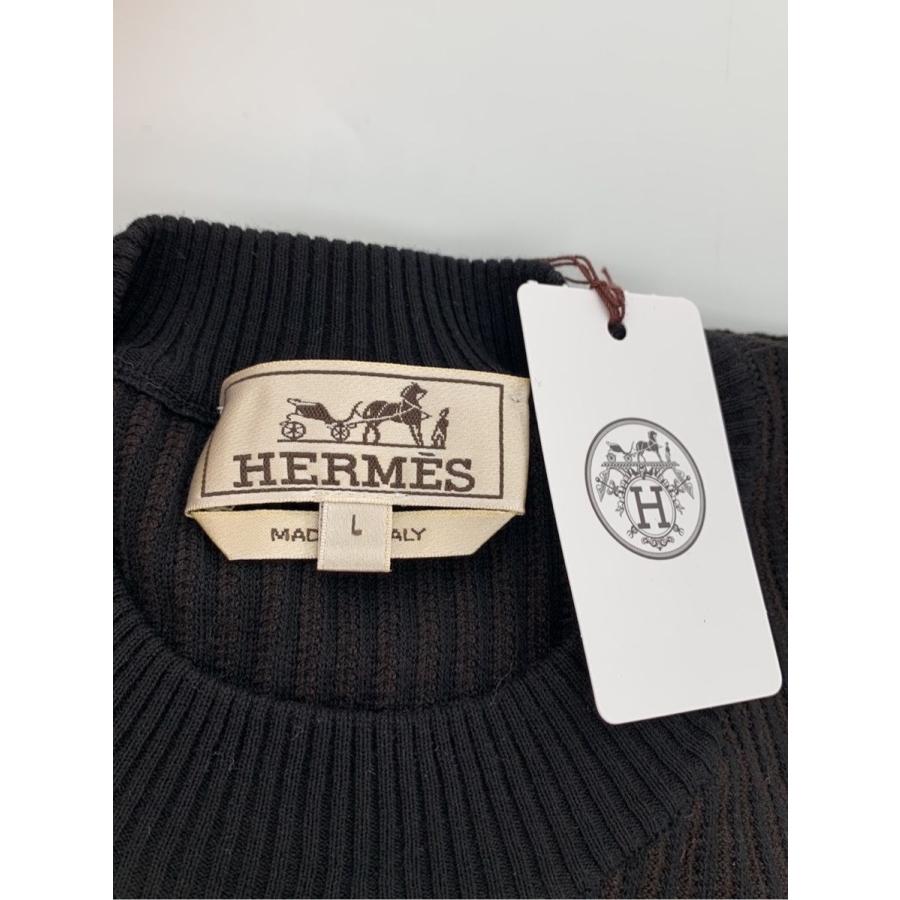 HERMES エルメス ニット セーター リブ クルーネック 総柄 半袖 HERMES エルメス ニット セーター リブ クルーネック 総柄 半袖