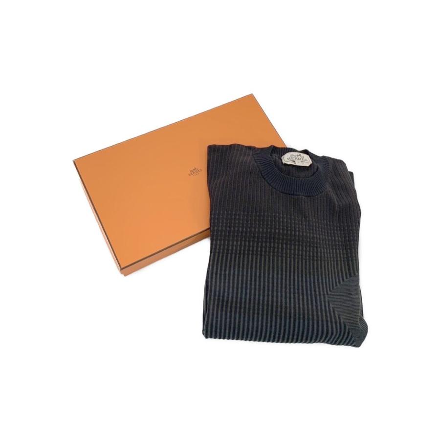 HERMES エルメス ニット セーター リブ クルーネック 総柄 半袖 HERMES エルメス ニット セーター リブ クルーネック 総柄 半袖