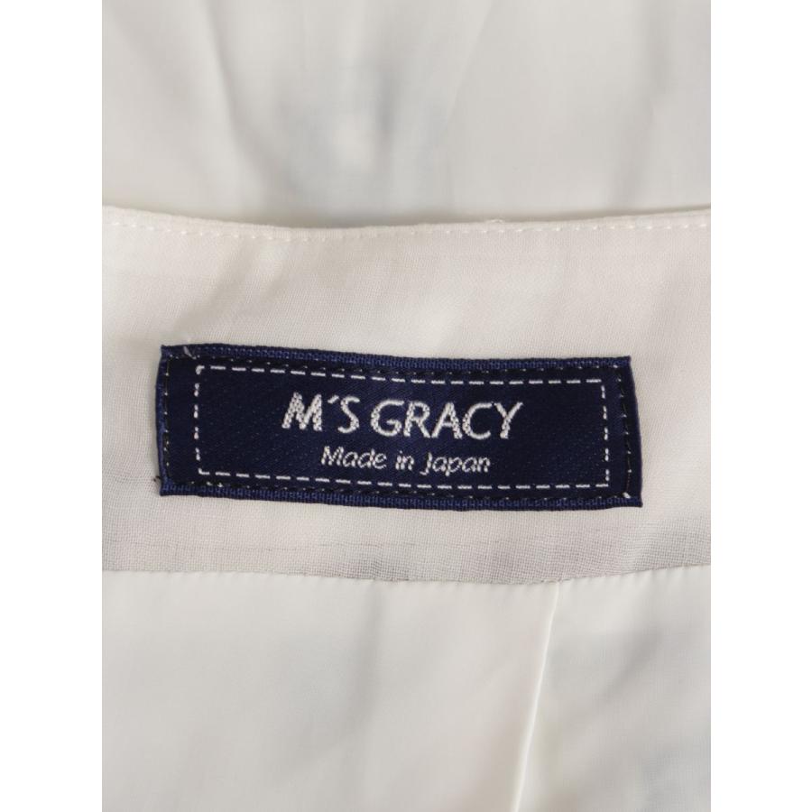 エムズグレイシー 117311 スカート 42 ホワイト フラワーモチーフ  