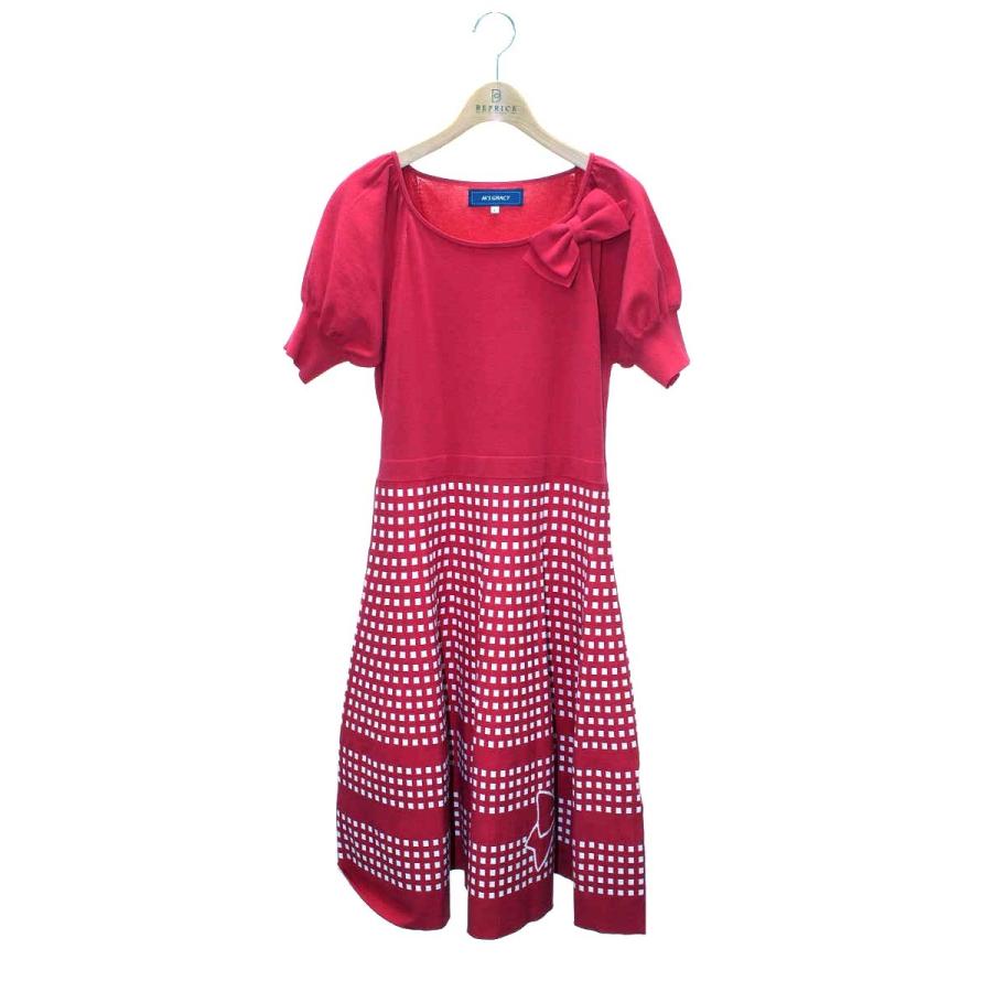 【美品】エムズグレイシー リボンニット＆フレアスカートセット ウール エムズグレイシー フィット＆フレアニット 018338 ワンピース 40