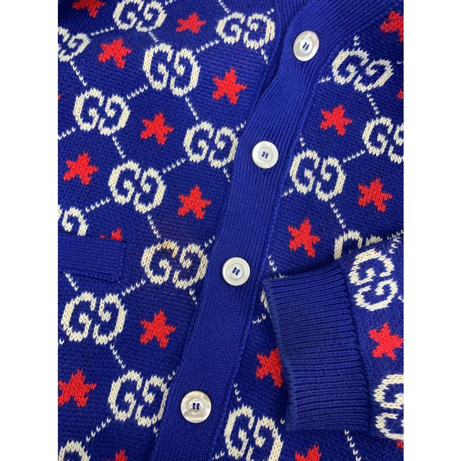 グッチ 576793 カーディガン XS ブルー ニット GG スター コットン 