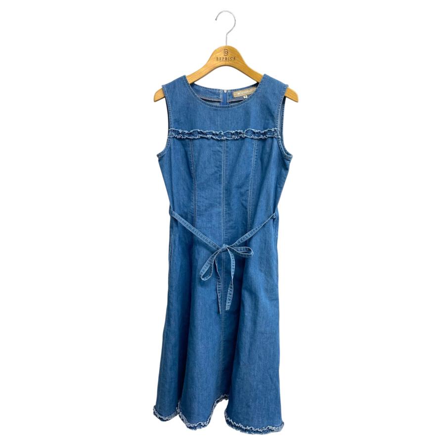 エムズグレイシー★美品★パールボタンデニムワンピース★インディゴブルー エムズグレイシー 621344 ワンピース 38 ブルー デニム カメリアジップ