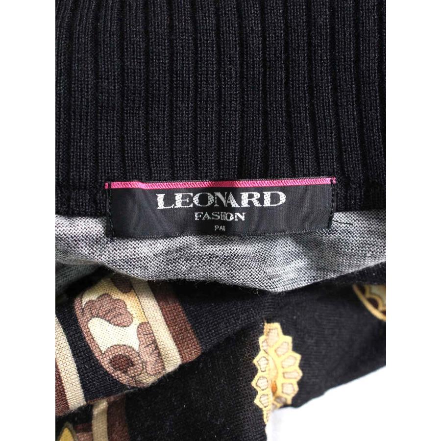 LEONARDレオナール PARIS鮮やかニットカーディガン ブラック　超美品 レオナール 0327716 カーディガン LL ブラック カラー付き