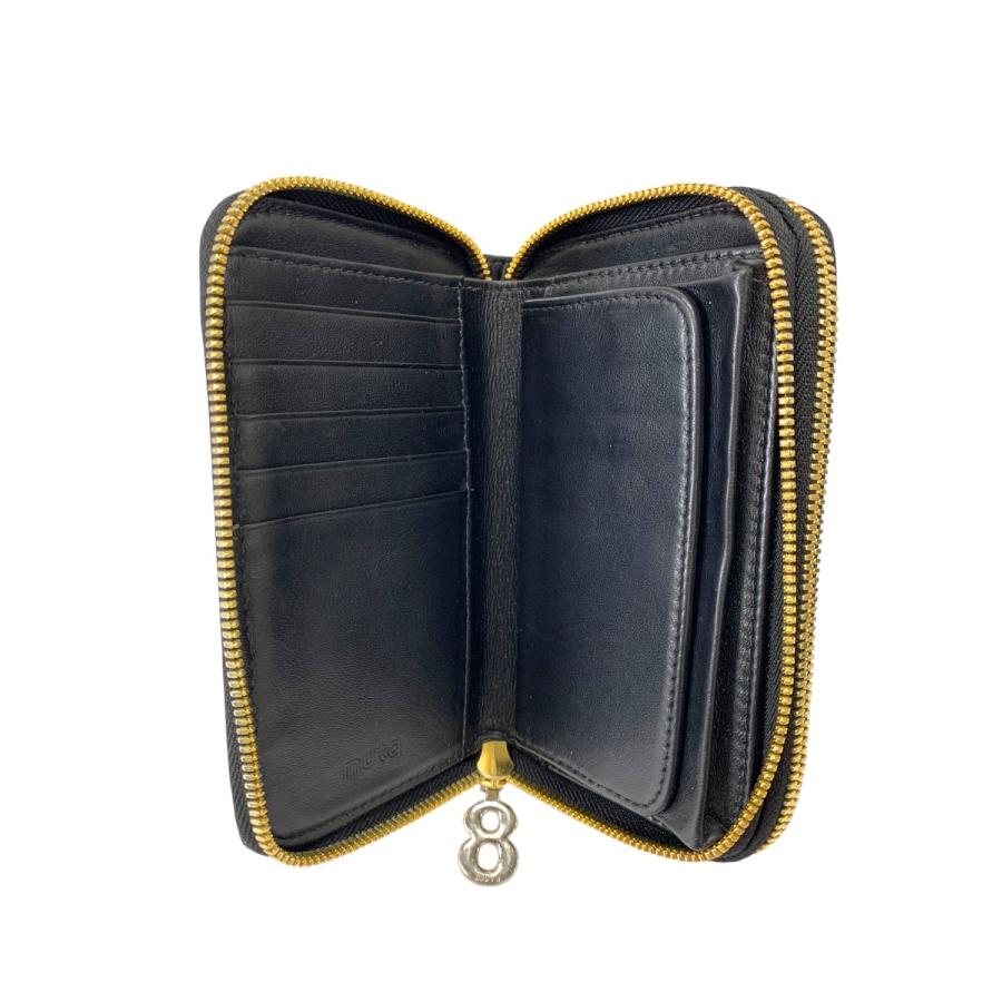 ムータ ガルーシャ ツイン ジップ長財布 ブラック エイ革 ラウンド