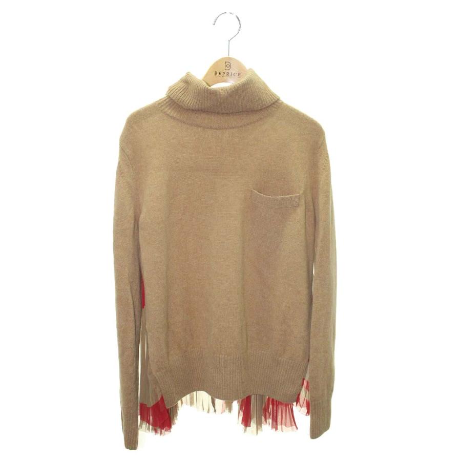 サカイ 19-04697 ニット 2 ブラウン プリーツ タートル IT32ZDWPTWTP