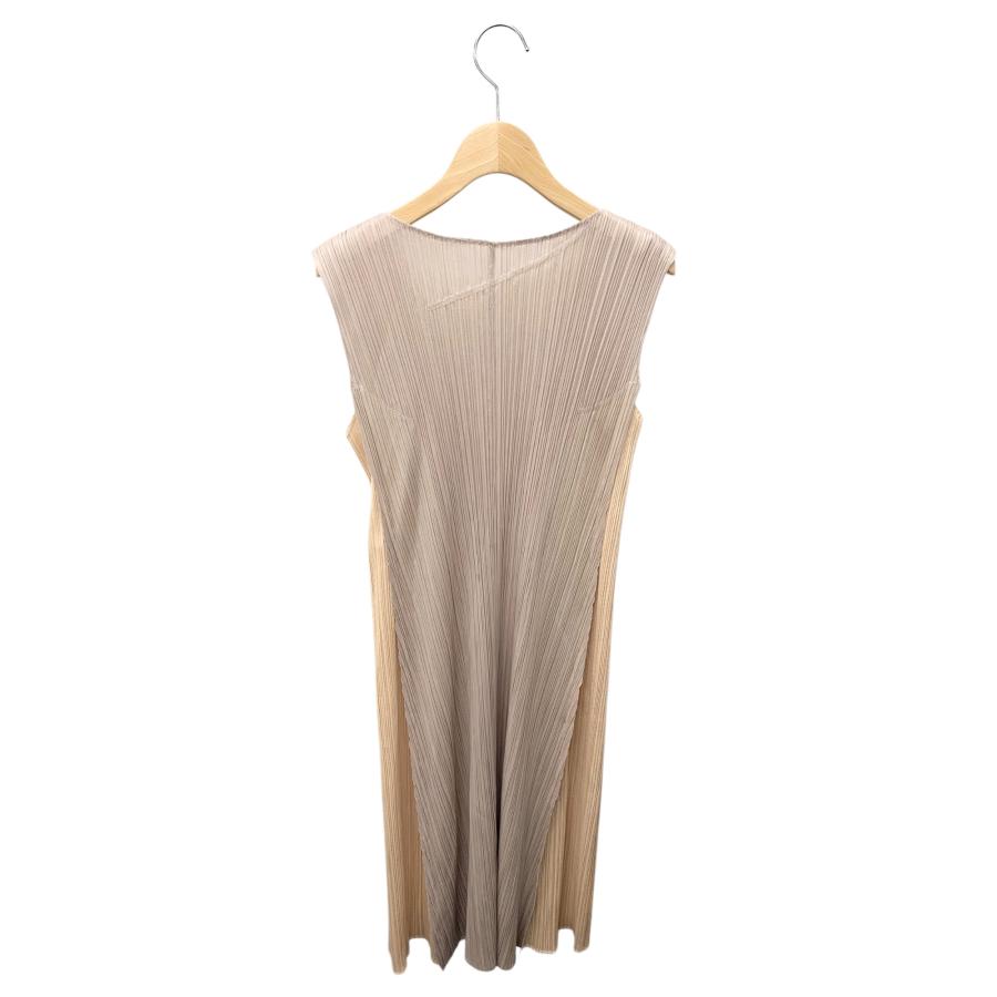 2 美品 プリーツプリーズ イッセイミヤケ ノースリーブ ワンピース ベージュ PLEATS PLEASE ISSEY MIYAKE ノースリーブワンピース
