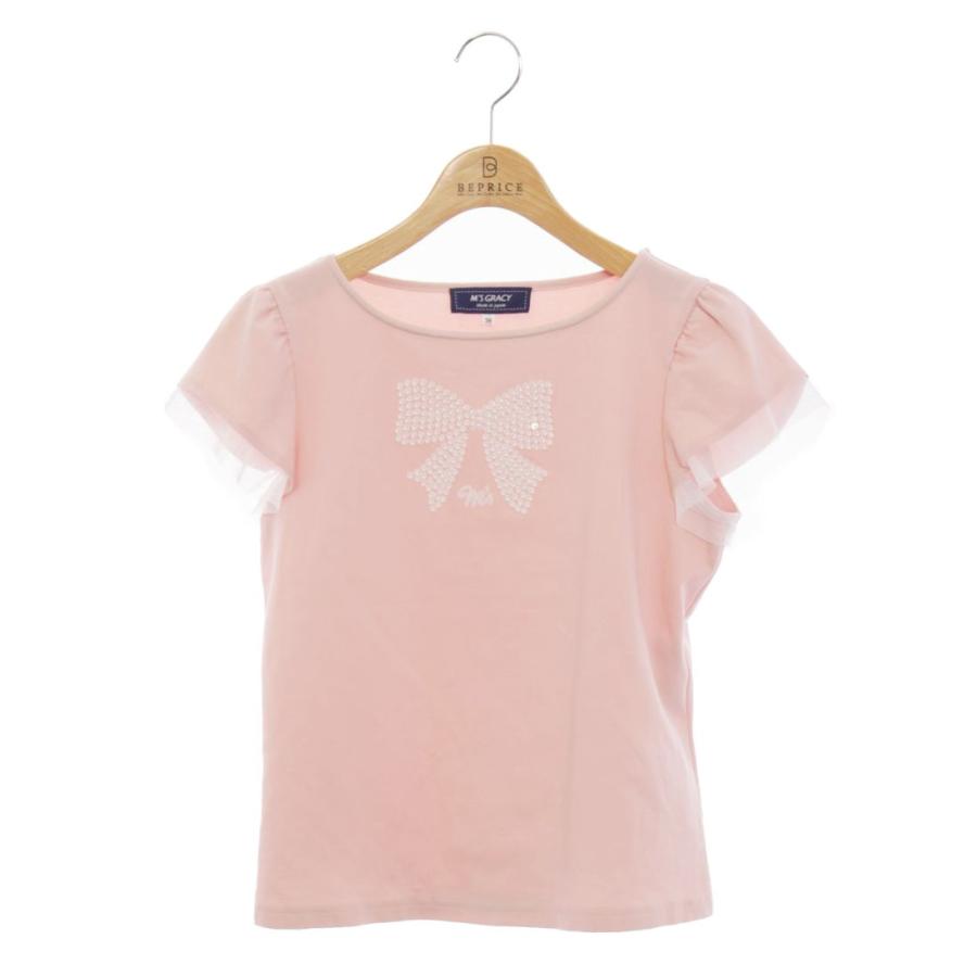 エムズグレイシー SpanglexBeads Ribbon Cut sew 915310 Tシャツ