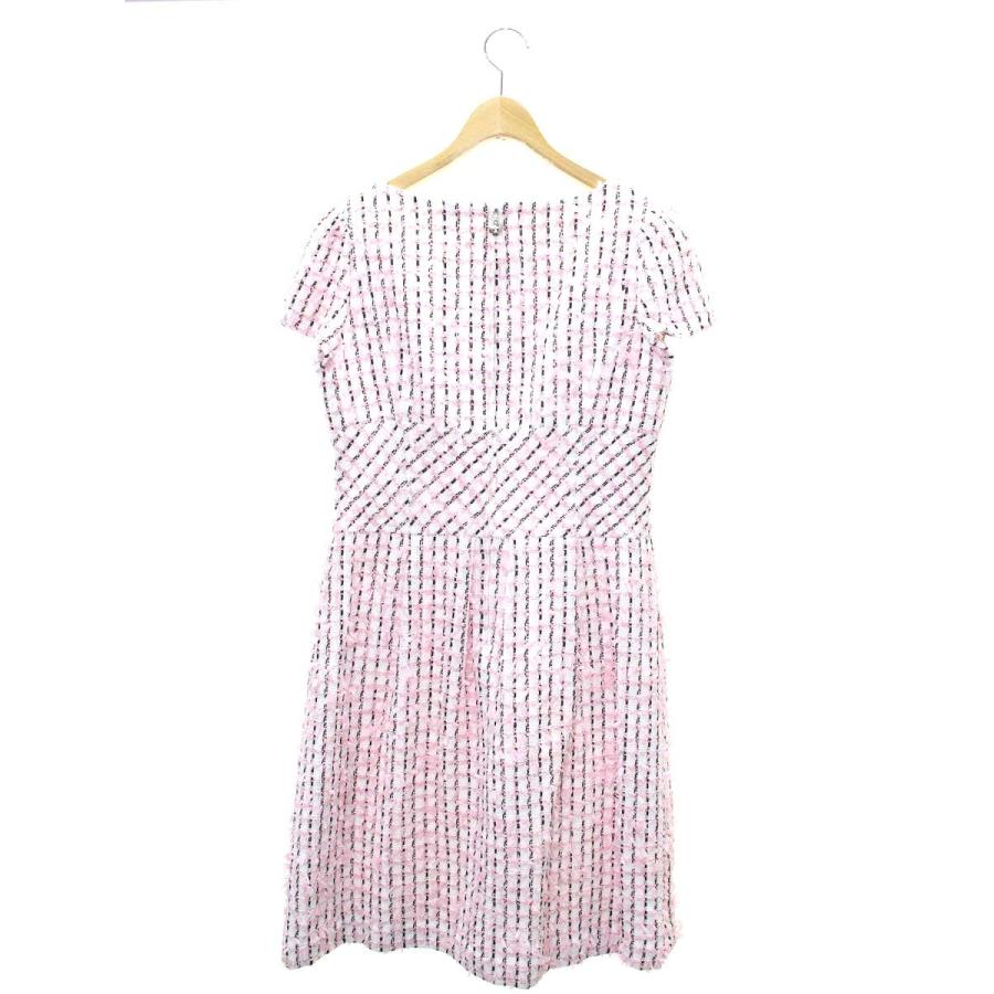 エムズグレイシー 111106 ワンピース 42 ピンク ツイード パール