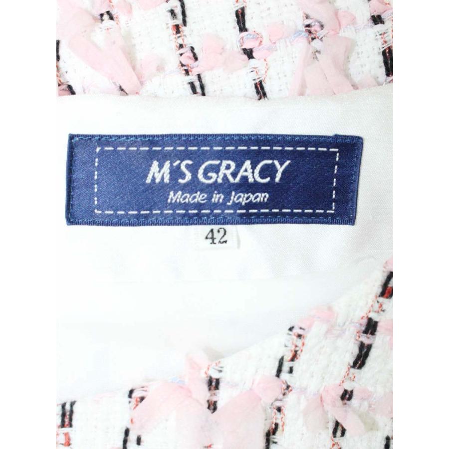 近年✨エムズグレイシー ツイードリボンワンピース ドッキング パール38 近年✨エムズグレイシー ツイードリボンワンピース ドッキング パール