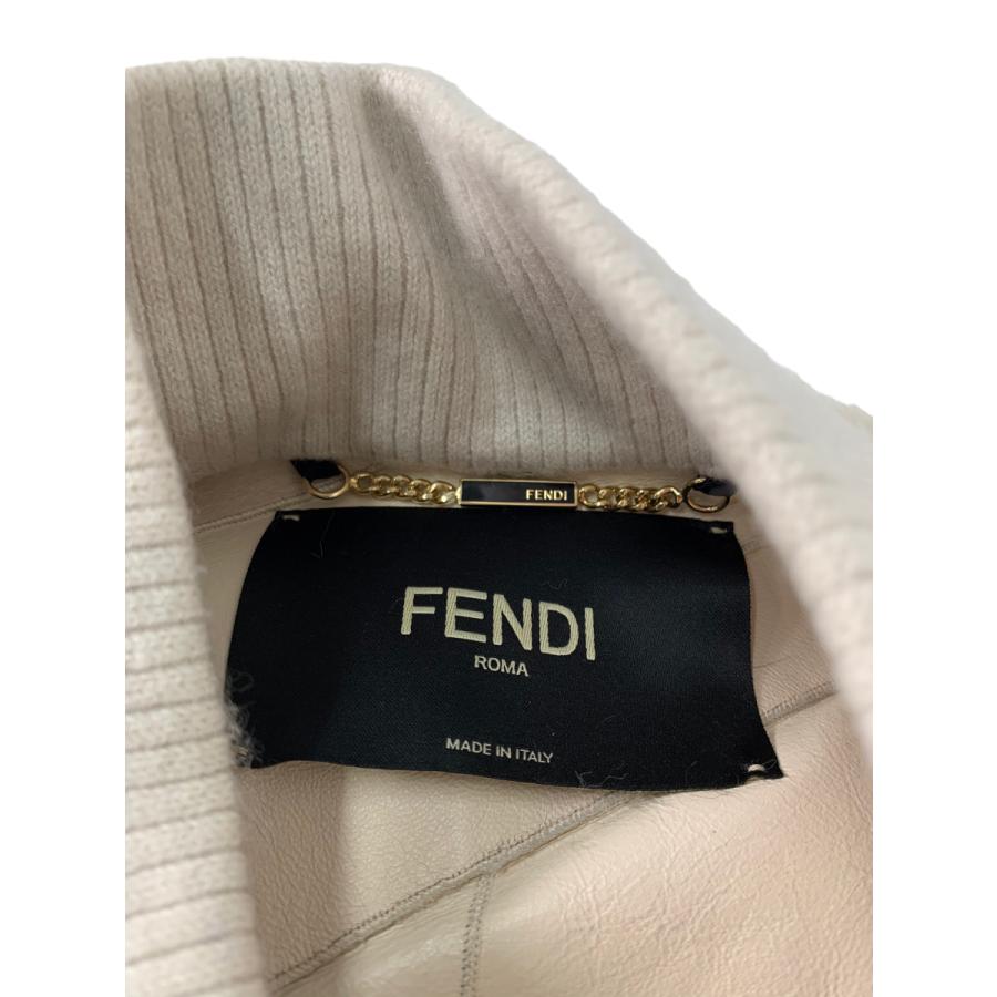 フェンディ パールホワイト エラフレザー ミンク ボンバージャケット