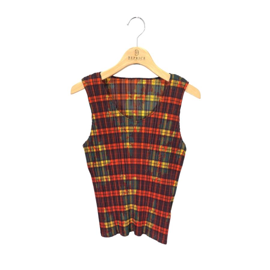 PLEATS PLEASE チェック柄タンクトップ