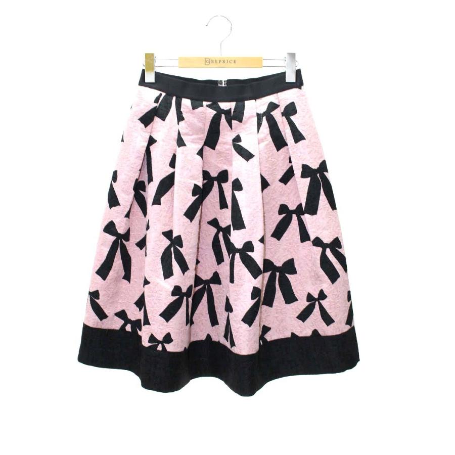 エムズグレイシー 917515 スカート 38 ピンク リボン タック  