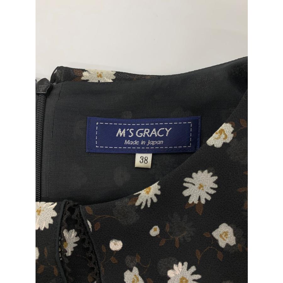 エムズグレイシー 311367 ワンピース 38 ブラック フラワーモチーフ