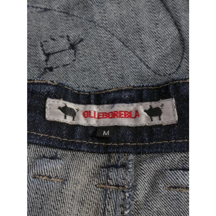 アルベロベロ 318090 デニムパンツ M ネイビー パッチワーク ビジュー