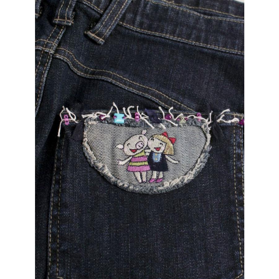 アルベロベロ 318090 デニムパンツ M ネイビー パッチワーク ビジュー