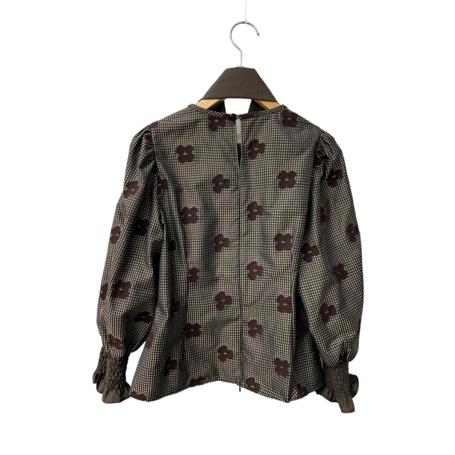 エムズグレイシー　ギンガムチェックxお花柄ブラウス　ブラウン ギンガムチェックxお花柄ブラウス | msgracy