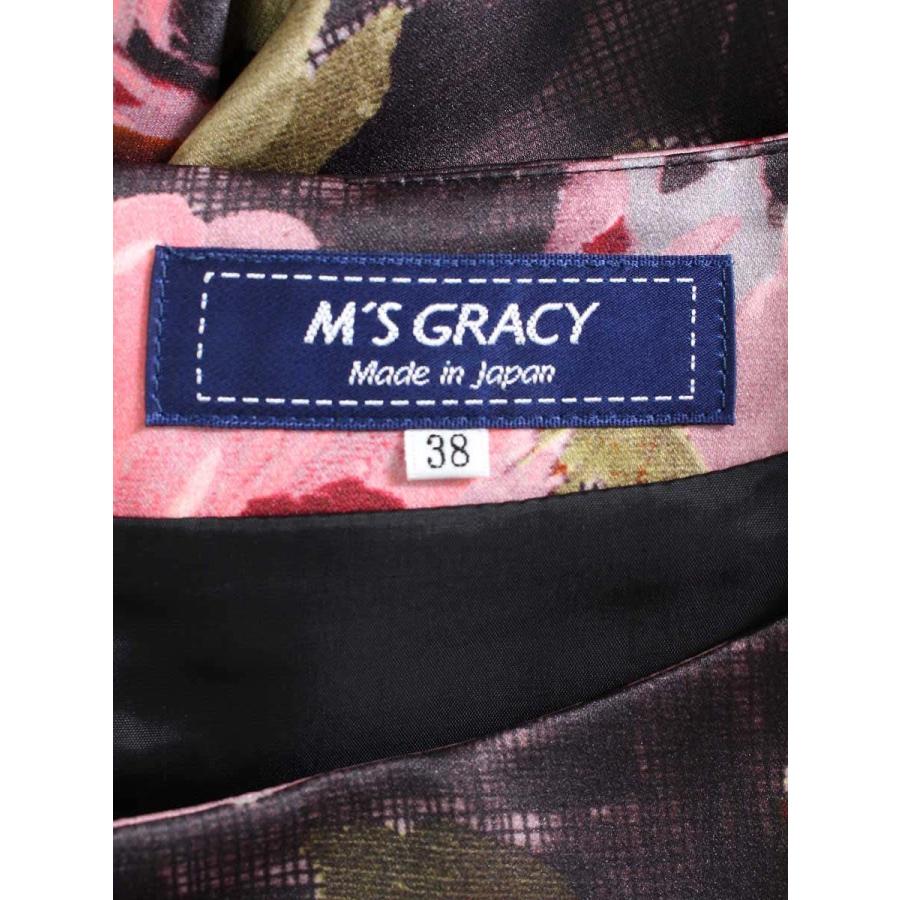 エムズグレイシー 011517 ワンピース 38 ブラック フラワーモチーフ